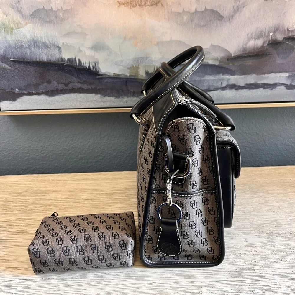 Dooney & Bourke Black Monogram Satchel with Pouches